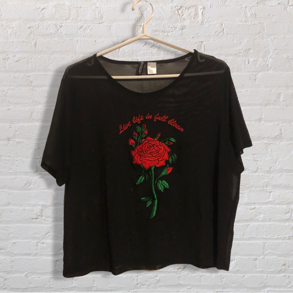 H&M rose mesh top